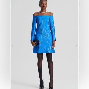 ❤️❤️ SCANLAN THEODORE Elegant Blue Off-Shoulder Dress❤️❤️